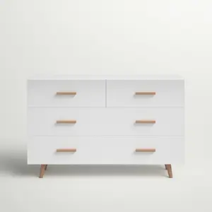 Katelin 4 Drawer 125Cm W Solid Wood Chest Of Drawers White Matte/White Gloss