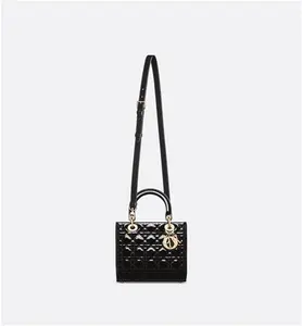 DIOR Medium Lady Dior Bag Black Patent Cannage - Women