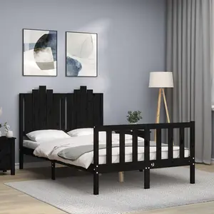 Berkfield Bed Frame with Headboard Black 120x200 cm Solid Wood