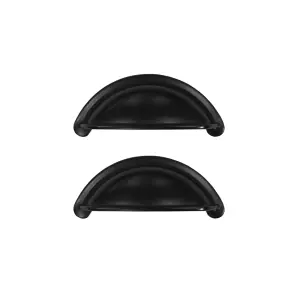 GoodHome Chervil Matt Black Kitchen cabinets Cup Pull handle (L)9.46cm (D)24mm, Pack of 2