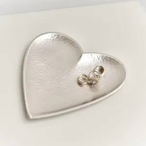 Melody Maison Silver Hammered Love Heart Trinket Tray