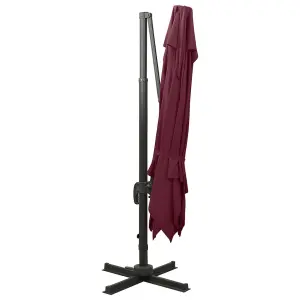 Berkfield Cantilever Umbrella with Double Top 300x300 cm Bordeaux Red