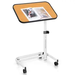 Costway Mobile Overbed Table Height Adjustable Hospital Laptop Table w/ Tilting Top