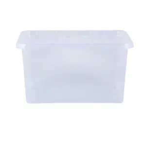 Wham Crystal 37L Medium Under Bed Plastic Storage Boxes With Lids - Pack of 5. Clear, Strong  Made in UK Clear