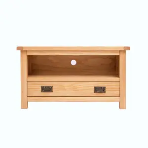 Lugo Waxed 1 Drawer TV Cabinet Brass Drop Handle