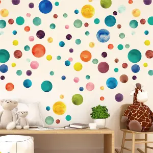 Walplus Colourful Watercolour Dots X 3 Packs Kids Sticker PVC Multicoloured