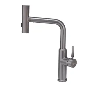 Grey Retractable Pulldown Kitchen Mixer Tap Faucet