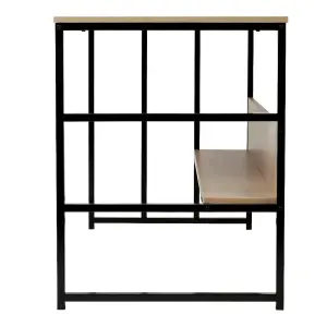 Modern Metal Framed Wooden Office Study Desk with Shelf