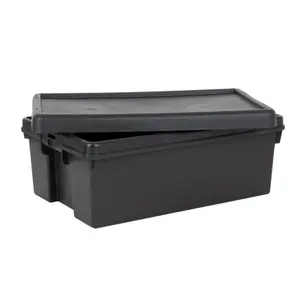 3 x Wham Bam 36L Stackable Recycled Plastic Storage Box & Lid Black