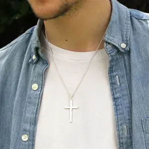 Men's Sterling Silver Cross And Chain