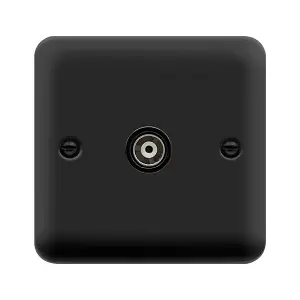 Curved Matt Black Single Isolated Coaxial Socket - Black Trim - SE Home