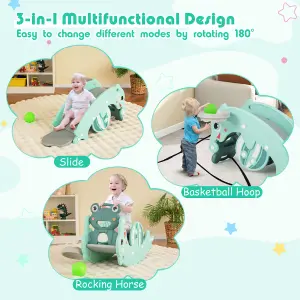 Costway 3-in-1 Kids Slide Rocking Horse Toy Set Indoor Kids Rocking Sliding Climbing Toy