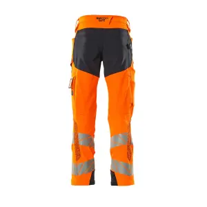 Mascot Accelerate Safe Trousers with Kneepad Pockets - Hi-Vis Orange/Dark Navy   (35.5) (Leg Length - Short)