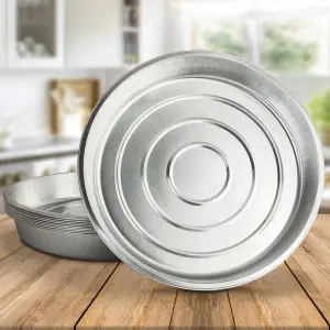 10 Pk Coppice Strong Round Aluminium Foil Pie Dish for Baking, Serving & Storage 26 x 26 x 4cm. Freezer, Microwave & Oven Safe