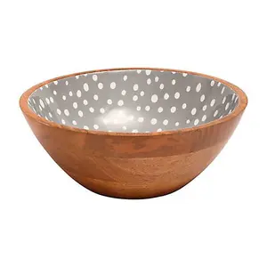 Dexam Sintra Mango Wood Spotted Salad Bowl Stone