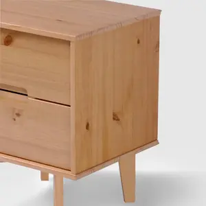 Ulti 2 Drawer Bedside Table Natural Pine