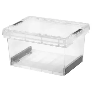 4 x 25 Litre Clear Plastic Stackable Ultra Resistant Modular Plastic Storage Container Boxes With Secure Clip Lock Lids