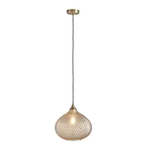 Marlo Antique Brass with Reflective Champagne Glass 1 Light Ceiling Pendant