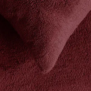 Teddy Fleece Pillowcase Cover Bedding Set 2 x Thermal, 50 x 75cm -  Burgundy