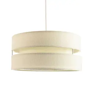 Contemporary Quality Cream Linen Fabric Triple Tier Ceiling Pendant Light Shade