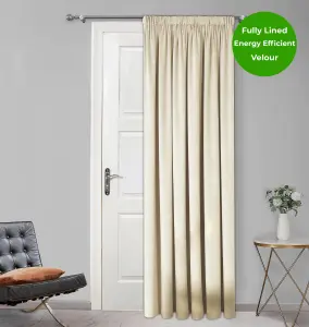 Home Curtains Montreal Fully Lined Soft Velour 65w x 84d" (165x213cm) Natural Door Curtain (1)