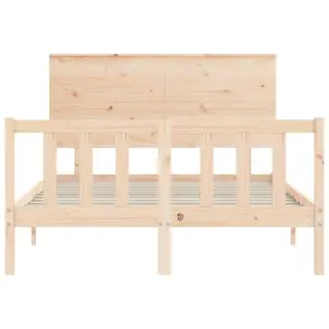 Berkfield Bed Frame with Headboard Small Double Solid Wood