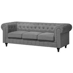 Fabric Living Room Set Grey CHESTERFIELD Big