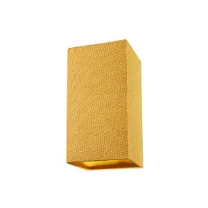 Modern and Stylish Textured Ochre Linen Fabric Tall Rectangular 25cm Lampshade