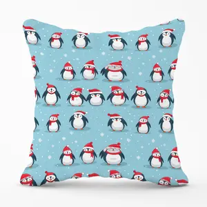 Adorable Santa Penguins Cushions 60cm x 60cm