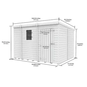 DIY Sheds 9x8 Pent Shed - Single Door With Windows