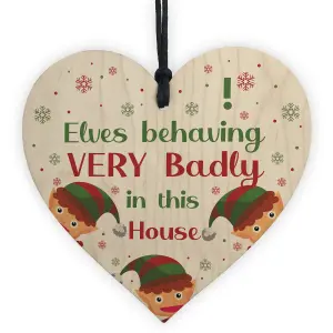 Funny ELF Sign Hanging Christmas Decoration Elf Accessories Daughter Son Gift