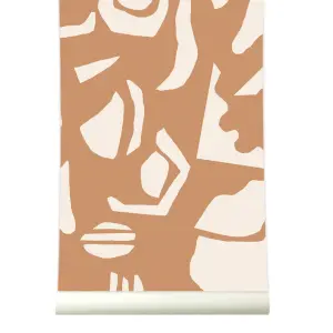 Roomblush Organic Puzzle Eco 4 Lane Repeatable Wallpaper Mural 200 x 285cm, Terracotta