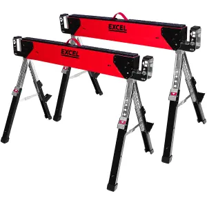 Excel Steel Sawhorse Adjustable Legs Twin Pack 1178Kg Capacity