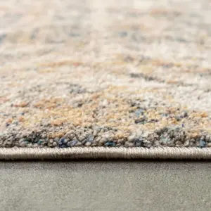 Blue Beige Distressed Diamond Soft Runner Rug 60x240cm