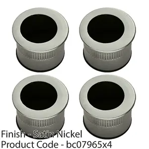 4 PACK - Small Recessed Sliding Door Flush Pull - 29mm Round 23mm Depth Satin Nickel