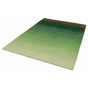 Green Wool Handmade Luxurious Modern Plain Rug For Living Room and Bedroom-120cm X 170cm