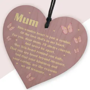 Red Ocean Beautiful Wooden Heart Mum Poem Mothers Day Gift For Mum Birthday Gift For Mum From Daughter Son Keepsake