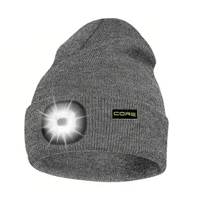 Grey LED Light Up Beanie Hat Rechargeable Adult Running Hat 50 Lumens 30M Range