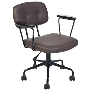 Desk Chair Faux Leather Dark Brown ALGERITA