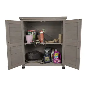 Small Wooden Garden Storage Cabinet in Grey