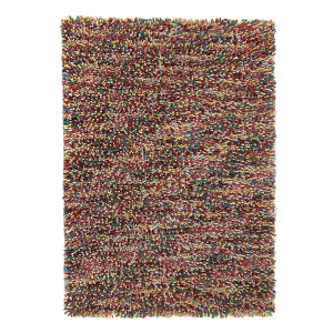 Multi Wool Handmade Modern Shaggy Easy to Clean Abstract Rug For Dining Room Bedroom And Living Room-160cm X 230cm