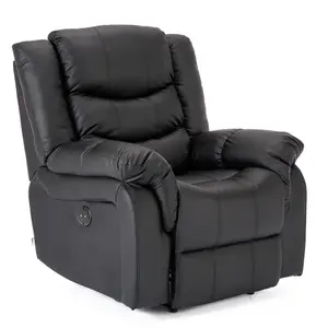 Seattle Electric Automatic Recliner Armchair Sofa Home Lounge Bonded Leather Chair (Black)