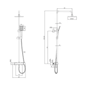 Gainsborough Square Dual Outlet Thermostatic Cool Touch Bar Mixer Shower + FFK