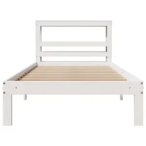 Berkfield Bed Frame with Headboard without Mattress White 75x190 cm Small Single