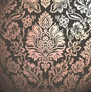 Fine Decor Platinum Damask Rose Gold Wallpaper FD42563