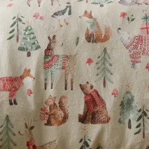 Christmas Woodland Animals Plush Duvet Cover Set