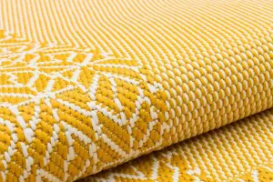 Yellow Bordered Modern Easy To Clean Rug For Dining Room-160cm x 230cm