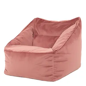 icon Natalia Velvet Armchair Bean Bag and Pouffe Set Dusk Pink Giant Bean Bag Chair