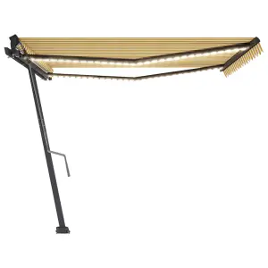 Berkfield Manual Retractable Awning with LED 450x350 cm Yellow and White