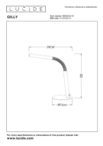 Lucide Gilly Classic Desk Lamp - LED Dim. - 1x3W 2700K - White